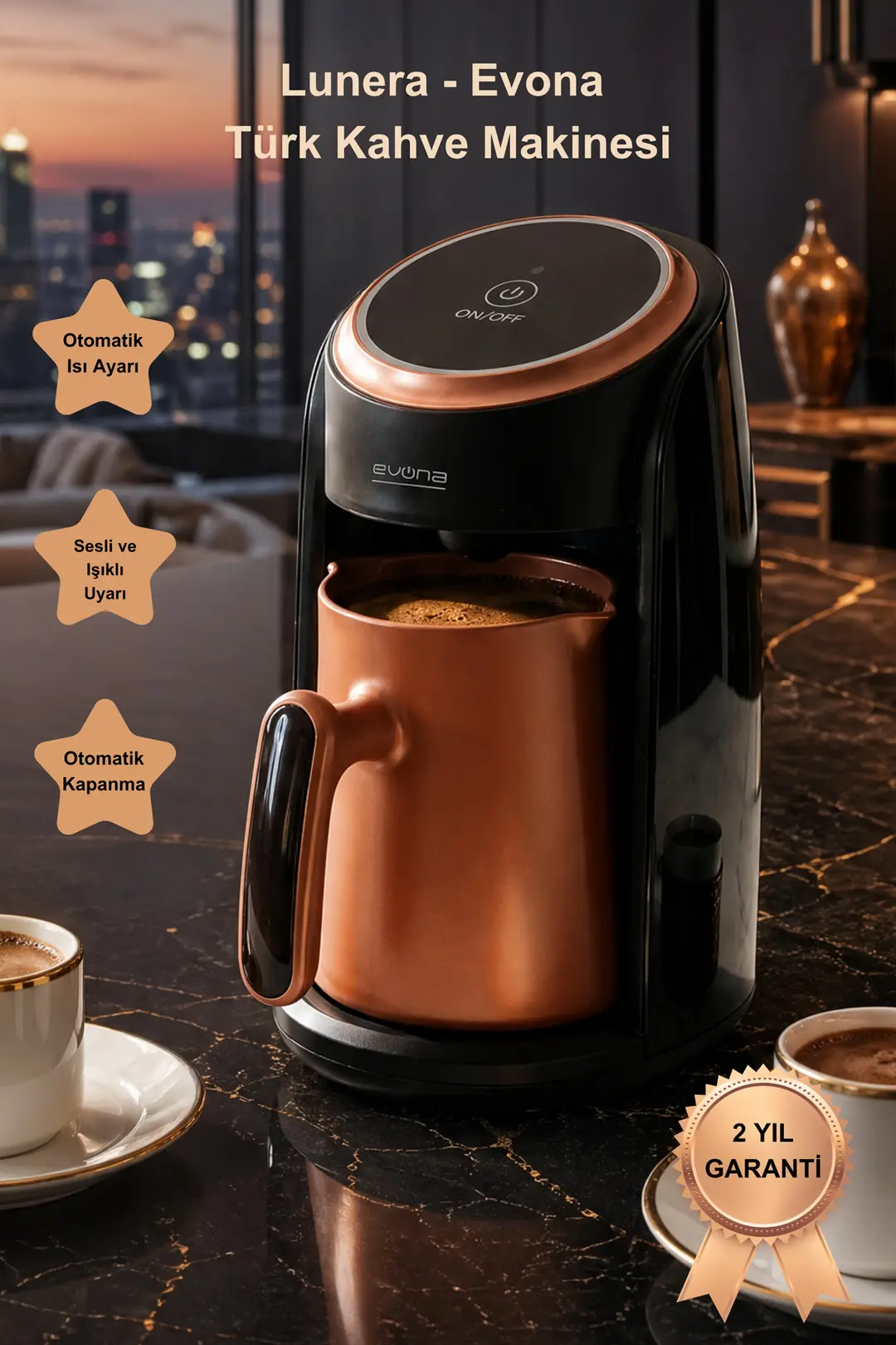 Türk Kahve Makinesi - Bol Köpüklü Lunera Premium Tasarım