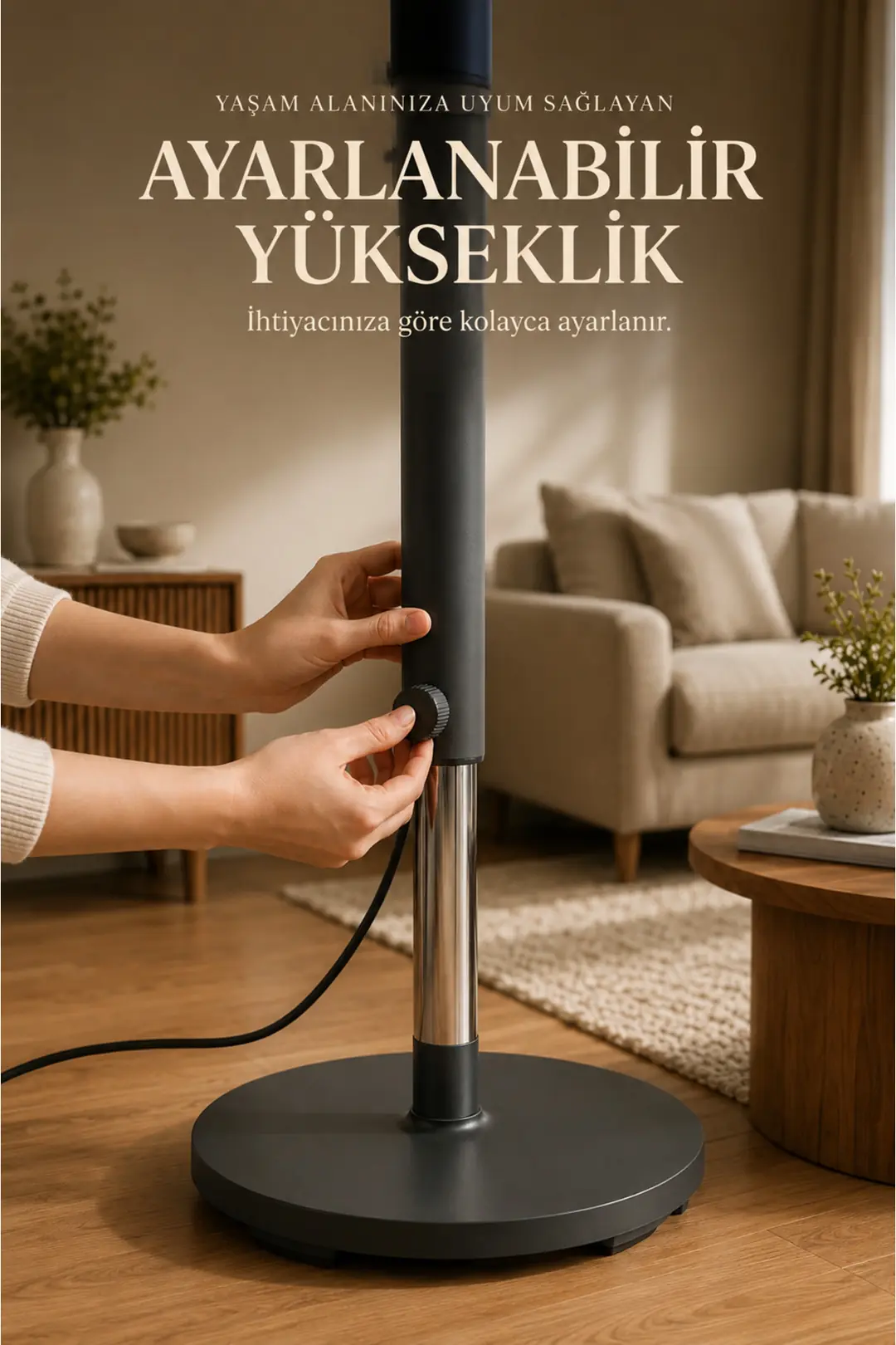 Aura 360 ATK2603 360° Dinamik Salınımlı Sessiz Vantilatör, Uzaktan Kumandalı, 6 Hız Modlu, 24 Saat Zaman Ayarlı, Antrasit Gri