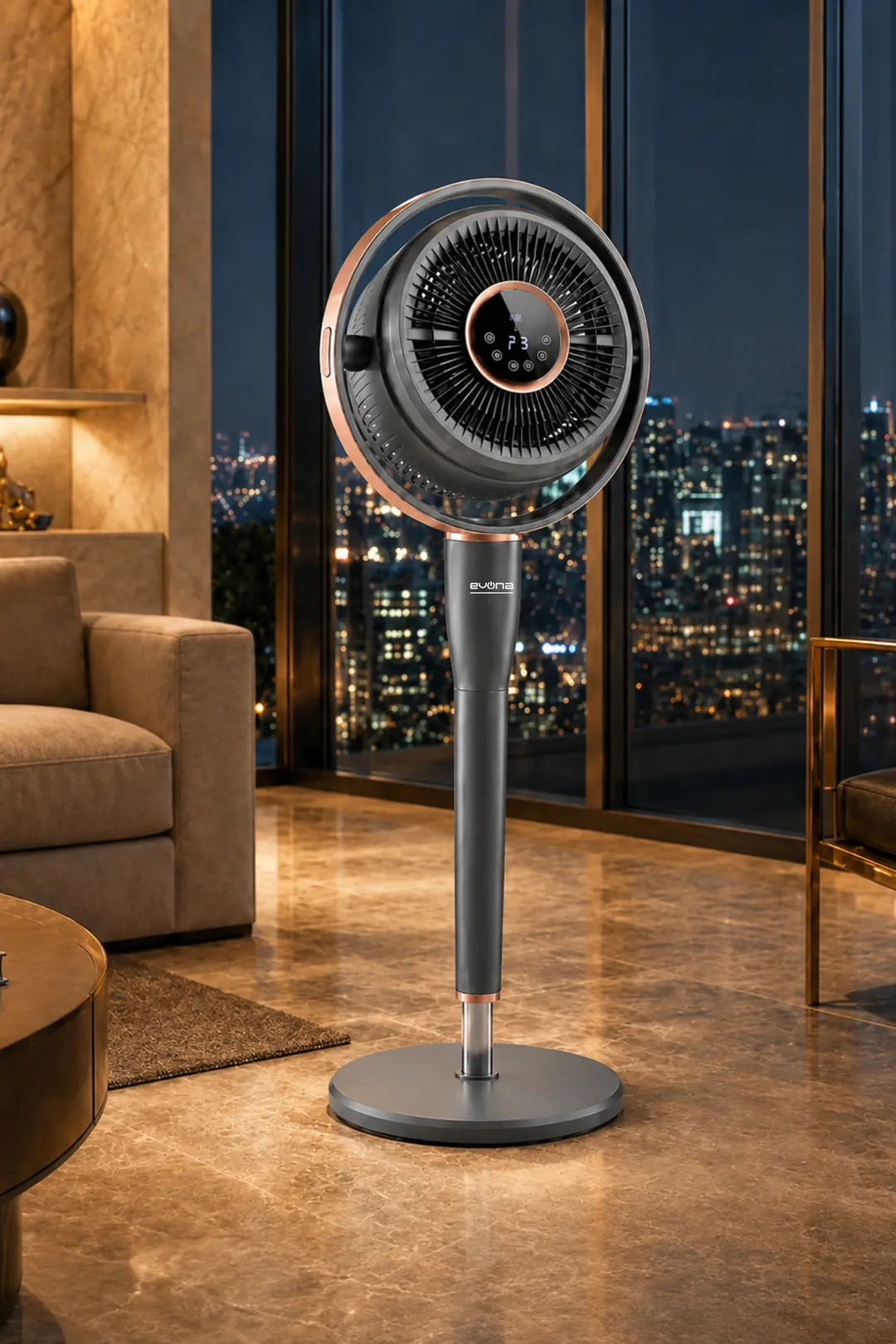Aura 360 ATK2603 360° Dinamik Salınımlı Sessiz Vantilatör, Uzaktan Kumandalı, 6 Hız Modlu, 24 Saat Zaman Ayarlı, Antrasit Gri