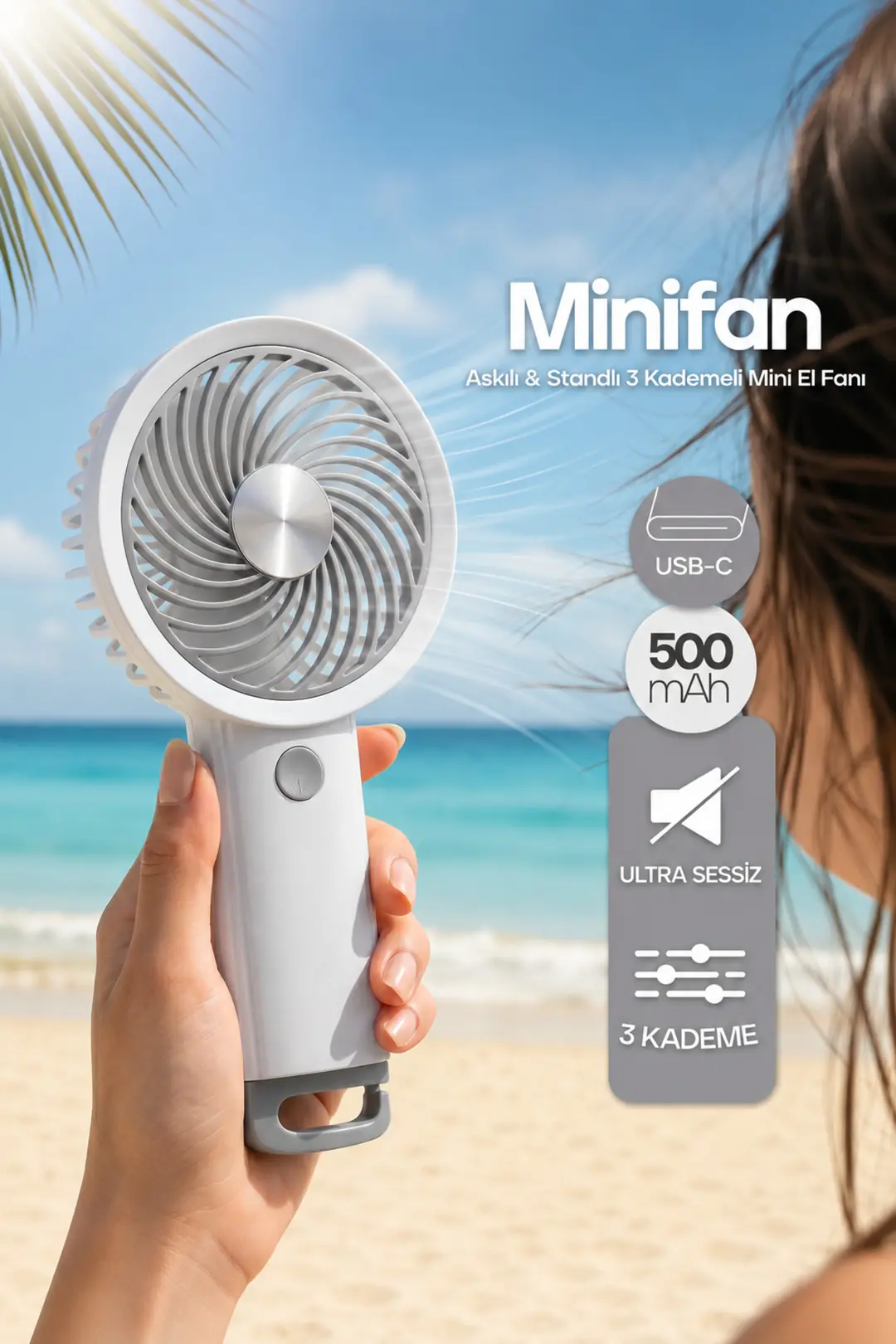 Feny Taşınabilir El Fanı Usb Type-C Şarjlı Minifan