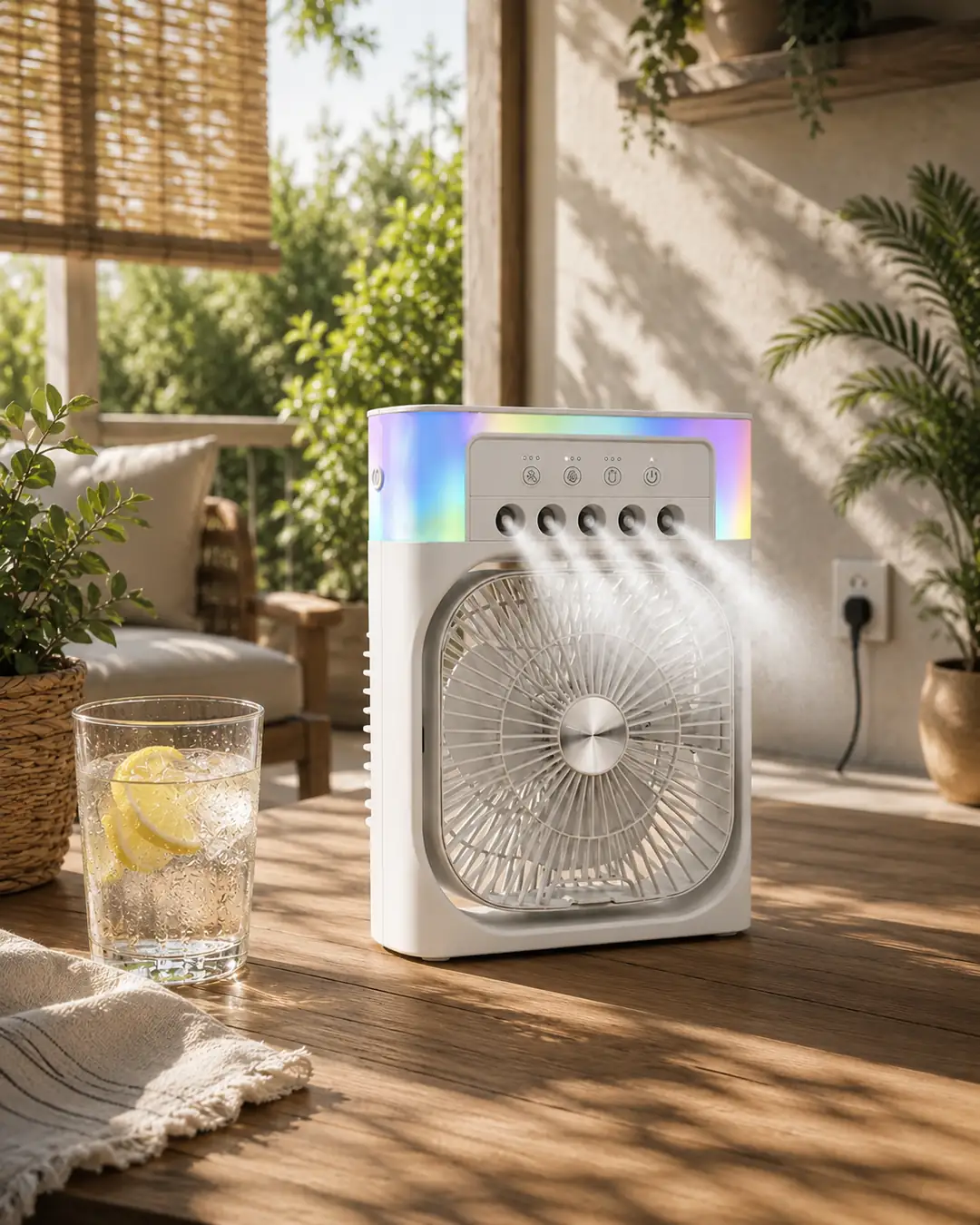 Feny 3in1 Masaüstü Fan 3 kademeli Ferah Nemlendirici Buharlı Rgb Aydınlatmalı Vantilatör