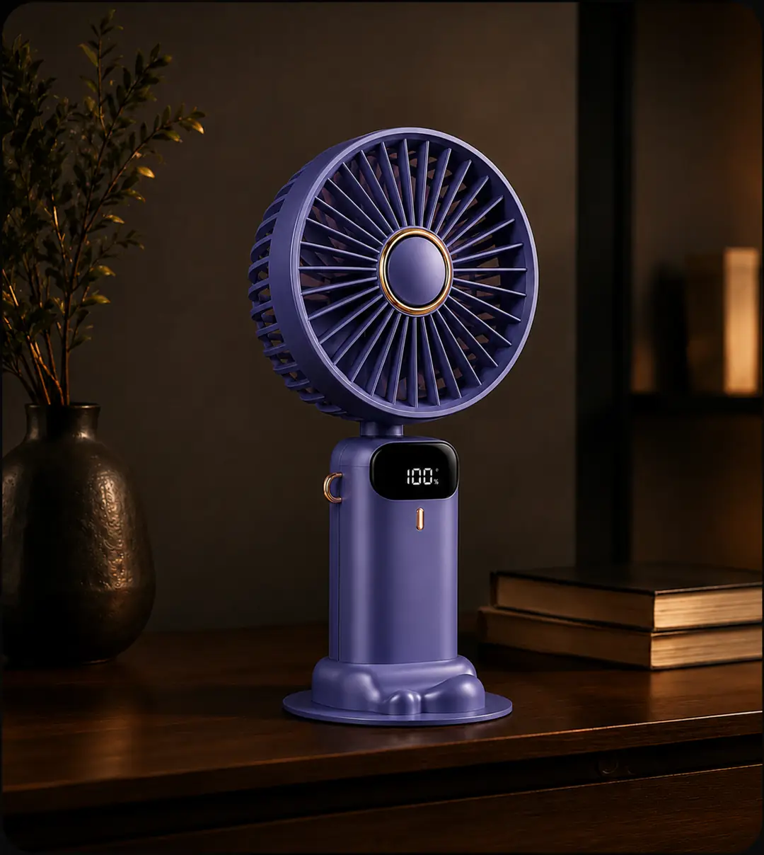 Feny Taşınabilir El Fanı, 5 Kademeli Soğutma, Dijital Göstergeli Mini Fan