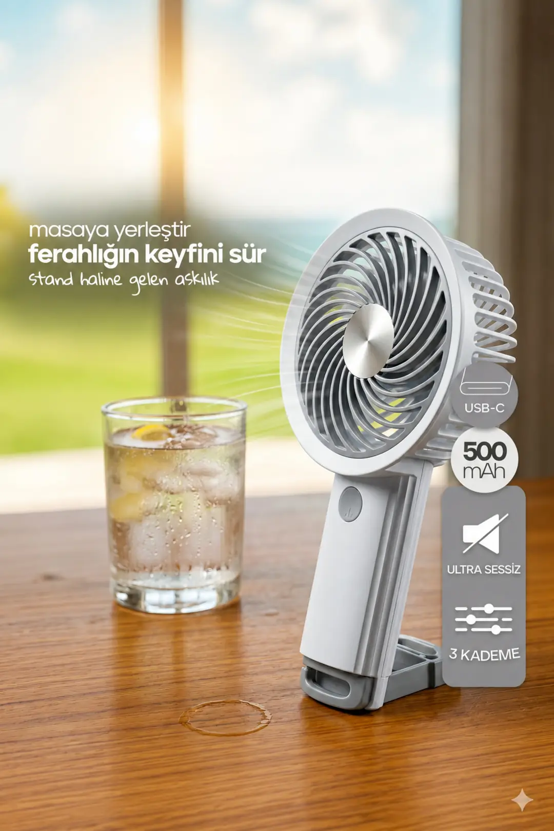 Feny Taşınabilir El Fanı Usb Type-C Şarjlı Minifan